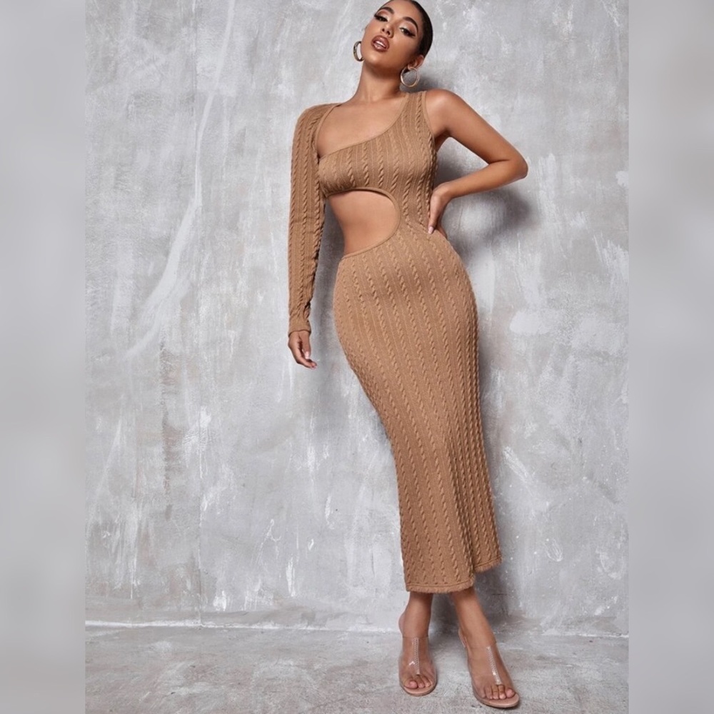 Nude Bodycon Maxi Dress